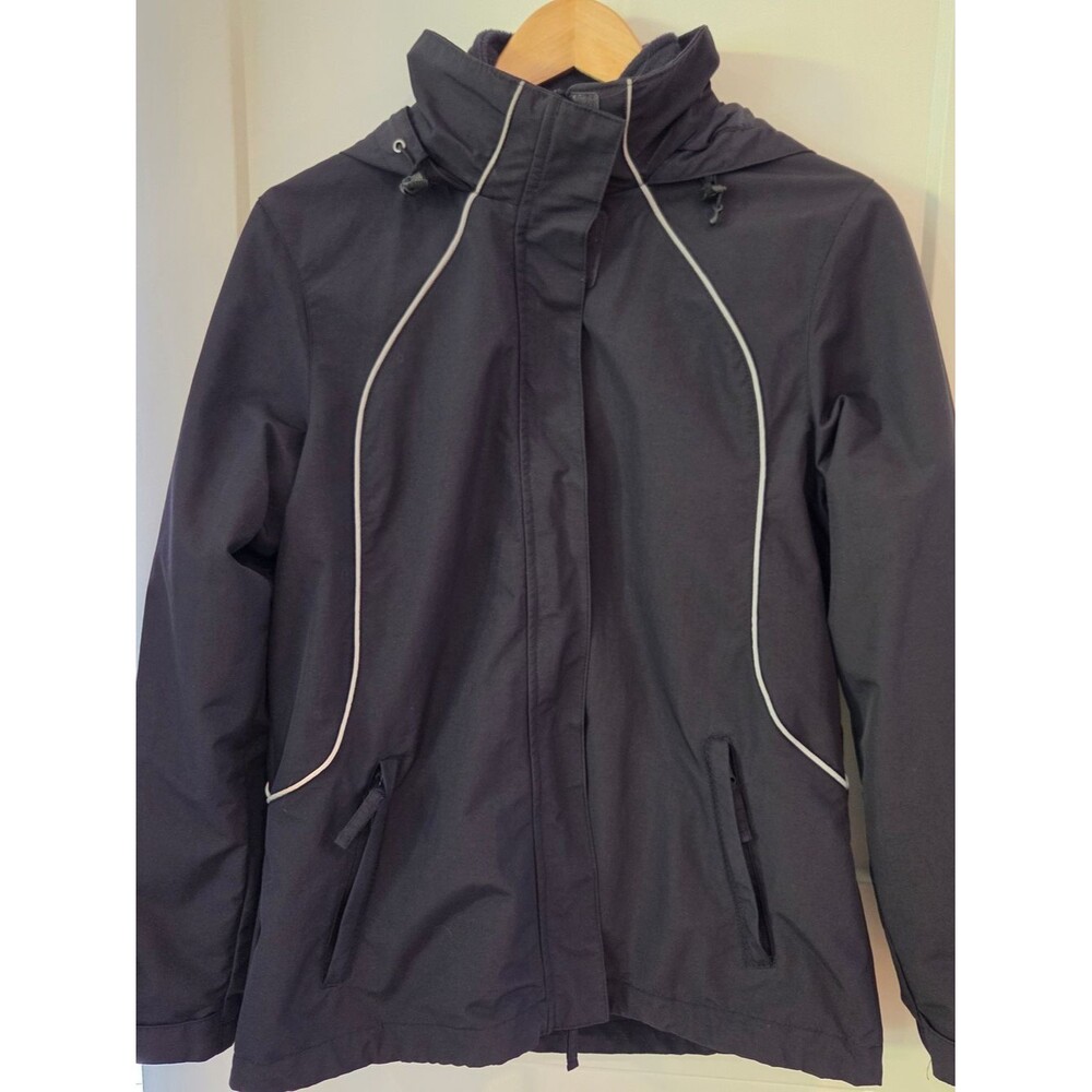Lands' End 3-in-1 Hooded Rain Jacket Removable Fleece Liner Black M Gorpcore